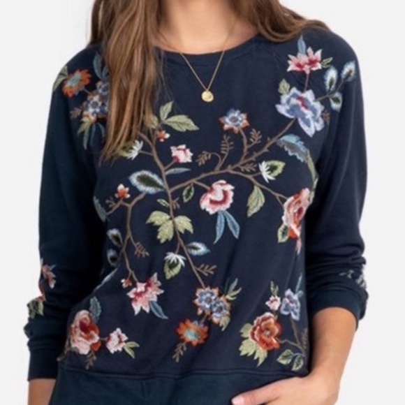 Johnny Was Sweaters - Johnny Was RENATA RAGLAN NAVY SWEATSHIRT Sz XS